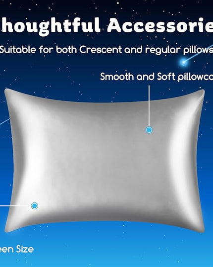 Cooling Side Sleeper Pillow for Neck and Shoulder Pain, Luxury Shredded Memory Foam Curved Bed Pillows for Sleeping Set of 1- Adjustable Queen Size- Washable Cover Crescent White&Extra Grey Pillowcase