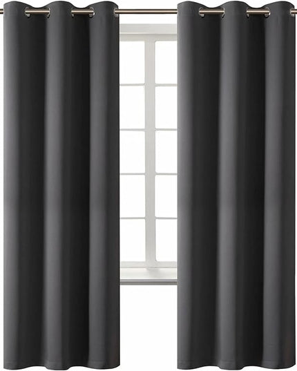 BGment Blackout Curtains - Grommet Thermal Insulated Room Darkening Bedroom and Living Room Curtain, Set of 2 Panels (42 x 72 Inch, Dark Grey)