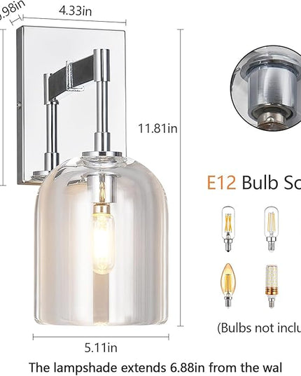 Modern Crystal Wall Sconces Indoor Chrome Wall Lamp Vanity Wall Lighting for Bathroom Bedroom Living Room Stair（1Pack）