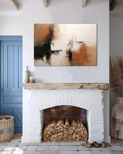 Black and White Canvas Wall Art Decor for Living Room Abstract Wall Art Pictures for Bedroom Brown Artwork Painting Large Modern Canvas Print for Home Office Decorations, Ready to Hang