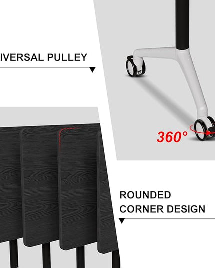 Conference Room Table with Flip-Top Design for Dynamic Meetings, Business Table Computer Desk with Heavy-Duty Frame,Foldable Seminar Meeting Tables for Home Office (4, F, 55.1IN)