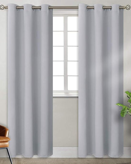 BGment Room Darkening Curtains 84 Inches Long - Grommet Thermal Insulated Drapes Window Treatment Curtains for Bedroom, 2 Panels, 38 x 84 Inch, Light Grey