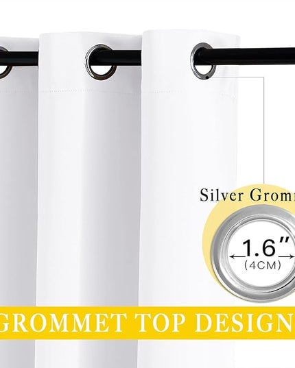 NICETOWN Sliding Door Curtain Window Treatment, Energy Smart Thermal Insulated Extra Wide Solid Blackout Curtains/Drapes for Patio Door/Porch (Pure White, 1 PC, W80 x L108)