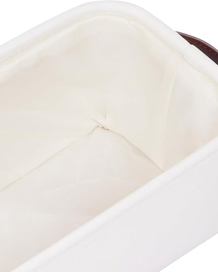 Kntiwiwo Small Fabric Storage Bins, 15x6x5 inch Narrow Storage Baskets 4-Pack Long Storage Basket for Organizing with Handles, Decorative Basket for Closets, Shelves, Toilet Paper, White