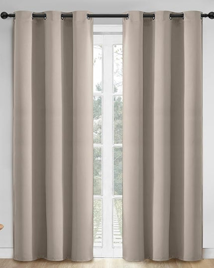 Yakamok Room Darkening Grommet Window Drapes Thermal Insulated Light Blocking Natural Blackout Curtains for Bedroom (42Wx84L,Natural,2 Panels)