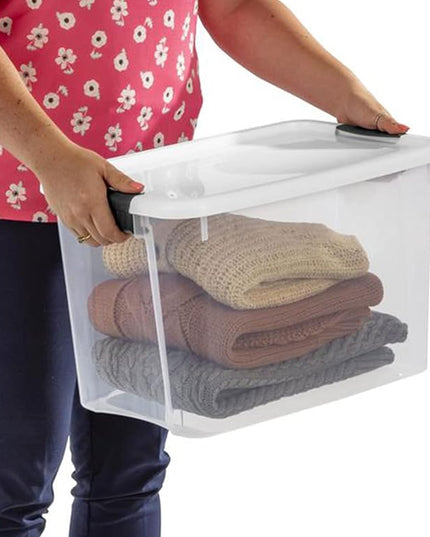 Sterilite 6-Pack Ultra Latching Box, Storage Bins with Lids, Clear Plastic, 30 Quart - Heavy-Duty Organizing Containers for Closet, Bathroom, and Office