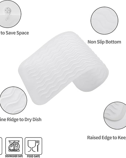 Silicone Dish Drying Mat for Multiple Usage,Easy clean,Eco-friendly,Heat-resistant Silicone Mat for Kitchen Counter or Sink,Refrigerator or Drawer Liner Translucent S 12 inches x 6 inches