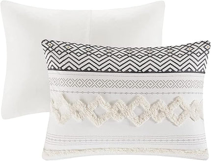 Hyde Lane Farmhouse Bedding Comforter Sets King, Ivory Boho Bed Set,Cotton Top with Modern Neutral Style Clipped Jacquard Stripes, 3-Pieces Including Matching Pillow Shams (104x90 Inches)