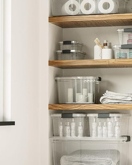 Superio Storage Bins with Lids, Clear Plastic Containers for Organizing, Stackable Totes, BPA Free, Odor Free, Organizer Boxes for Home, and Dorm (4 Pack, 36 Qt)