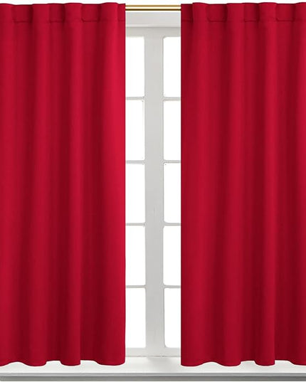 BGment Blackout Curtains for Bedroom - 54 Inch Rod Pocket and Back Tab Thermal Insulated Room Darkening Curtains for Living Room, 2 Curtain Panels (38 x 54 Inch, Red)