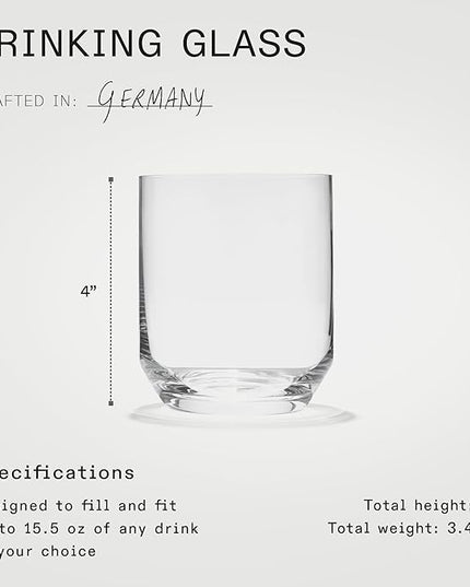 Made In Cookware - Drinking Glasses - 15 oz - Set of 4 - Made of Ultra-Durable Crystal - Crafted in Germany