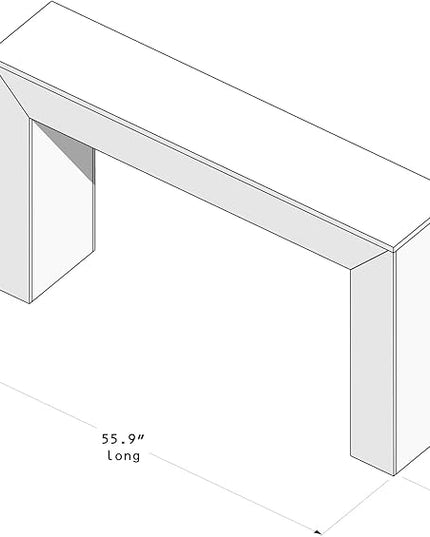 Plank+Beam Grand Console Table, 56 Inch Solid Wood Modern Sofa Table, Narrow Entryway Table for Hallway, Behind The Couch, Living Room, Foyer, Walnut Wirebrush