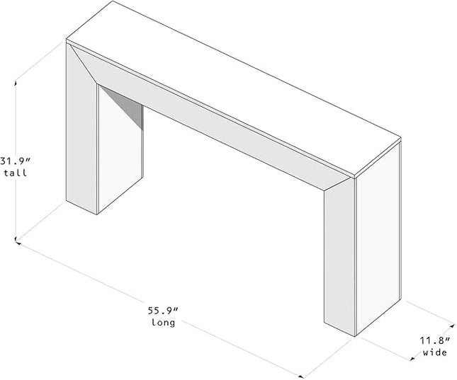 Plank+Beam Grand Console Table, 56 Inch Solid Wood Modern Sofa Table, Narrow Entryway Table for Hallway, Behind The Couch, Living Room, Foyer, Pecan Wirebrush
