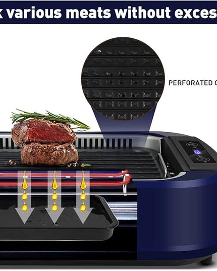Indoor Grill CUSIMAX Electric Smokeless Grill Portable Korean BBQ with Turbo Smoke Extractor Technology, Non-stick Removable Plate, Tempered Glass Lid, Great for Party(Single Plate)