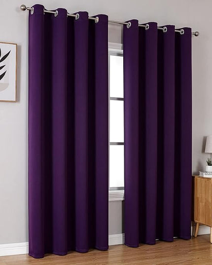 ChrisDowa Blackout Curtains 120 Inches Long 2 Panels Set for Living Room, Grommet Thermal Insulated Room Darkening Curtains for Bedroom (Royal Purple, 52 x 120 Inch)