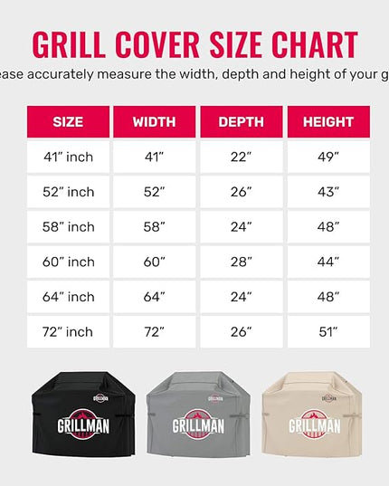 Grillman Grill Cover, BBQ Outdoor Grill Covers, Charcoal, Gas Grills, Waterproof, Rip-Proof, Weather-Resistant, Anti-UV, Barbecue Cover for Traegar 22/575 Series, Pro 22, Z, etc (Black, 41 Inch)