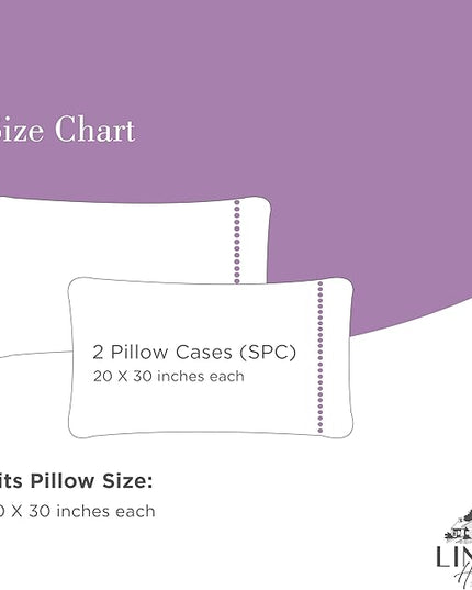 Linen Home 100% Cotton Percale Pearl Stitch Pillowcases Queen/Standard Size, Mauve Lavender, 2 Pieces of Pillow Case, Crisp and Cool Strong Bed Linen, 20 inches X 30 inches
