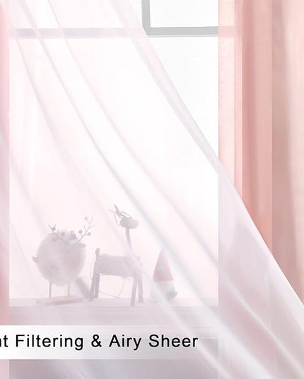 Hiasan Pink Blackout Curtains with Sheer Overlay Thermal Insulated Mix & Match Double Layer Room Darkening Window Curtains for Bedroom Living Room Nursery 2 Panels with Tiebacks(52W X 108L,Blush Pink)