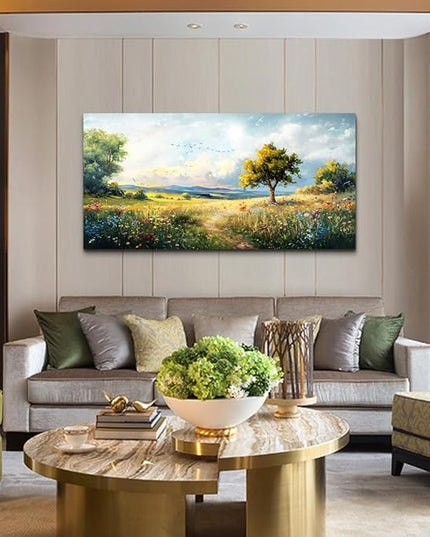 Wapluam Canvas Wall Art For Bedroom Wall Decor For Living Room Modern Office Decorations Pastoral Wall Paintings Scenery Abstract Watercolour Farmhouse Pictures Canvas Artwork Room Home Decor Mural