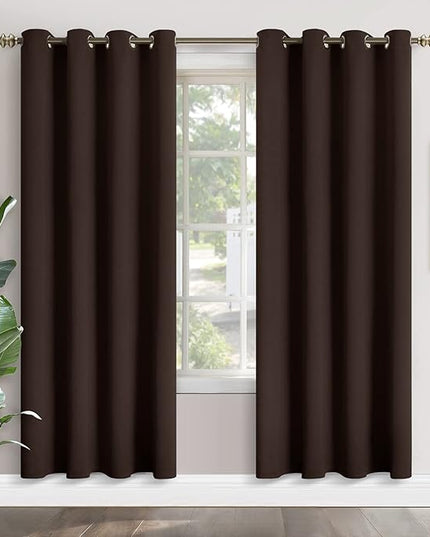 YoungsTex Brown Blackout Curtains 80 Inches Length for Living Room - Thermal Insulated with Grommet Room Darkening Fall Window Drapes for Bedroom, 2 Panels, 52 x 80 Inch