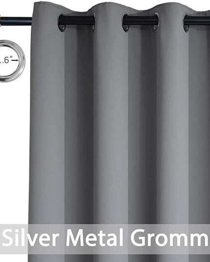 Yakamok Gray Blackout Curtain Panels 84 inches - Light Reducing Thermal Insulated Solid Grommet Blackout Curtains/Panels/Drapes for Living Room 1 Panel, 52 inches by 84 Inch, Grey