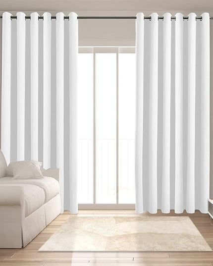 Blackout Curtains for Bedroom Thermal Insulated Solid Grommet Window Drapes Extra Wide for Sliding Door, Set of 2 Curtain Panels 84 W x 108 L Inches Ash White