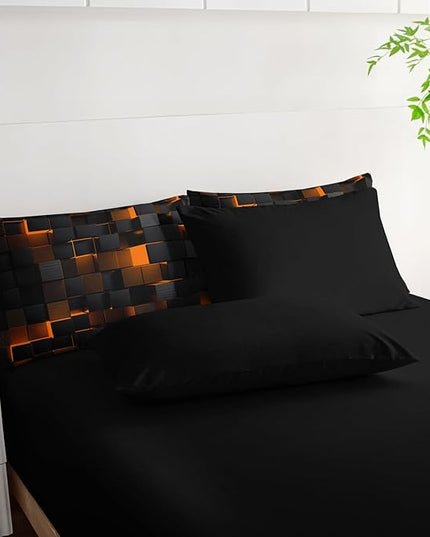 Geometric Yellow Black Queen Comforter Set,Light Honeycomb Bedding Set 7 Piece in A Bag,Bed Sheet Set Geometry Decor,Microfiber Lightweight All Season