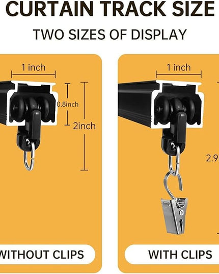 Ceiling Curtain Track Ceiling and Wall Mounted Heavy-Duty Curtains Rails Room Divider Curtains Shower RV Tracks Ceiling Sliding Curtain Rods With Clips,Black 12ft.