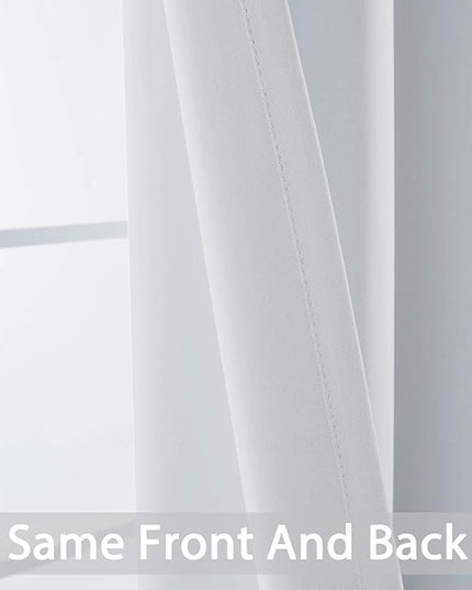 Yakamok Greyish White Curtains for Bedroom,Grommet Thermal Insulated Room Darkening Curtains for Living Room, 62W x 63L, 2 Panels