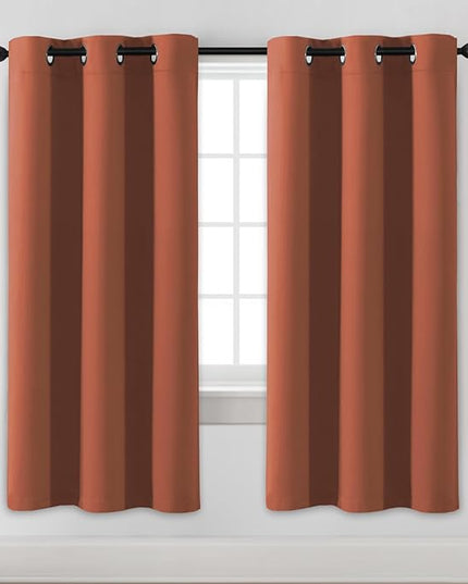 H.VERSAILTEX Blackout Curtains for Bedroom Thermal Insulated Room Darkening Living Room Curtains 72 Inch Long Grommet Privacy Protection Window Curtain Panels/Drapes for Nursery,2 Panels,Orange