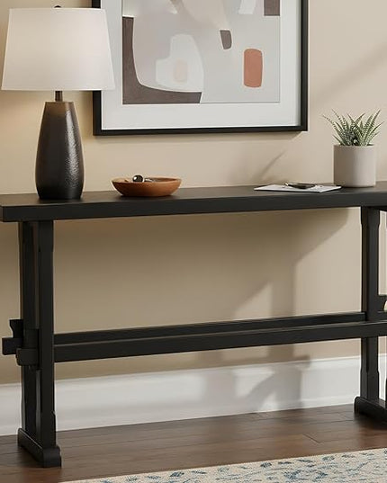 chairus 59" Long Console Table Farmhouse Narrow Sofa Table with Crossbar Solid Wood Entryway Table for Living Room/Hallway/Entrance, Black