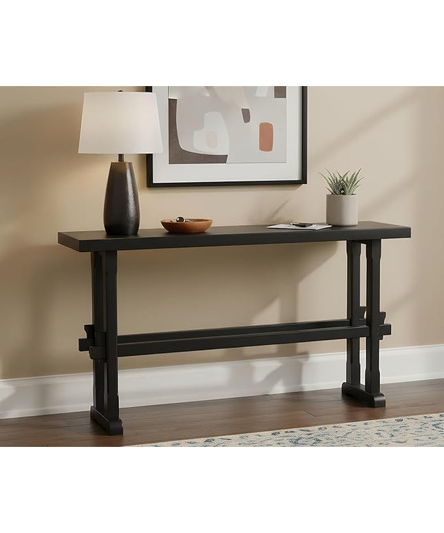 chairus 59" Long Console Table Farmhouse Narrow Sofa Table with Crossbar Solid Wood Entryway Table for Living Room/Hallway/Entrance, Black