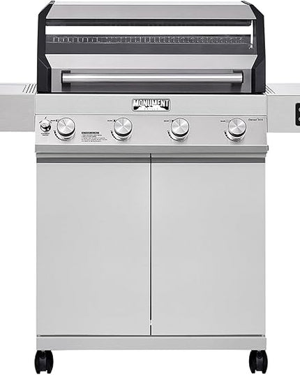 Monument Grills 4+1 Liquid Propane Gas Smart BBQ Grill, 4 Burners & 1 Side Burner, Denali 405 Stainless Steel with Smart technology, Knob Controls, Outdoor Use