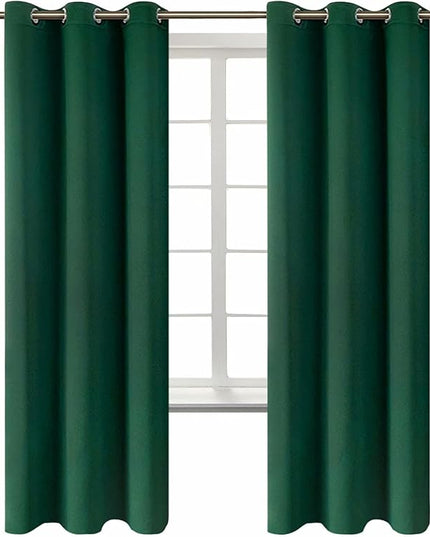 BGment Blackout Curtains for Kids Bedroom - Grommet Thermal Insulated Room Darkening Curtains for Living Room, Set of 2 Panels (42 x 72 Inch, Emerald)