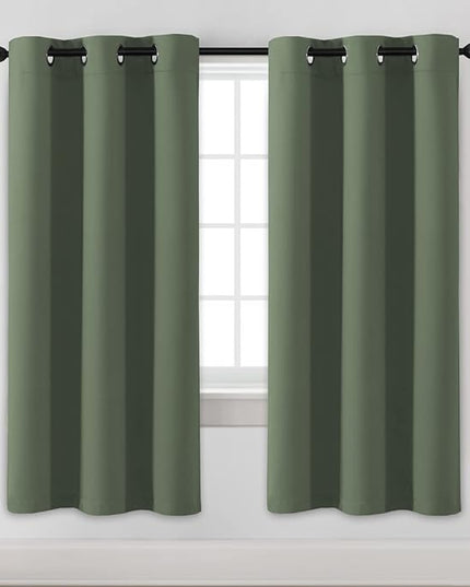 H.VERSAILTEX Blackout Curtains for Bedroom Thermal Insulated Room Darkening Living Room Curtains 72 Inch Long Grommet Privacy Protection Window Curtain Panels for Nursery, 2 Panels, Bronze Green