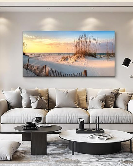 Canvas Wall Art for living room seaview sand dunes Seagrass landscapes bathroom Wall Decor Ready to Hang Home Decorations bedroom kitchen inspirational Canvas prints posters painting mural Artwork