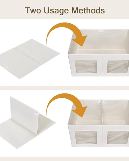 Univivi Large Storage Boxes with Lids, Collapsible Foldable Storage Bins for Clothes, [1-Pack] Fabric Storage Cubes with Handles, Closet Organizers for Home, Bedroom (Beige, 24” x 17” x 12")