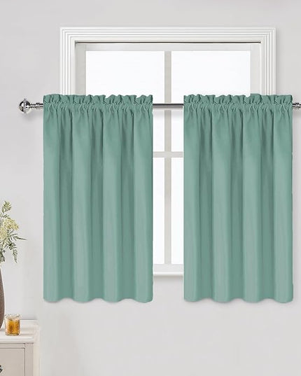 DWCN Blackout Curtains for Living Room Thermal Insulated, Energy Saving & Noise Reducing Bedroom Curtains, Sage Green, W 42x L 36 Inch, Set of 2 Rod Pocket Curtain Panels