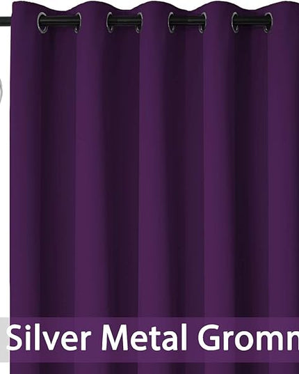 Yakamok Extra Wide Blackout Curtain for Sliding Glass Door, Grommet Thermal Insulated Room Divider Curtain 100W x 84L inch, Room Darkening Patio Curtain,8.3ft Wide x 7ft Tall, 1 Panel,Purple