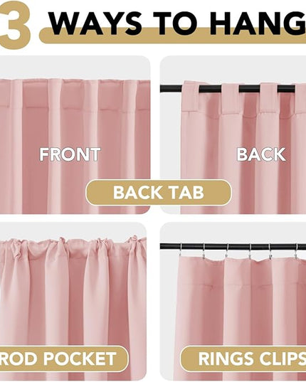 H.VERSAILTEX Blackout Curtains Thermal Insulated Window Treatment Panels Room Darkening Blackout Drapes for Living Room Back Tab/Rod Pocket Bedroom Draperies (2 Panels, Baby Pink, 52 x 72 Inch)