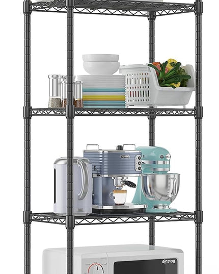 Himimi 5-Tier Wire Shelving Unit on Wheels, Adjustable Heavy Duty Metal Shelves with Side Hooks, Metal Organization Wire Rack for Kitchen Garage Basement, 13" L x 23" W x 72" H, Black
