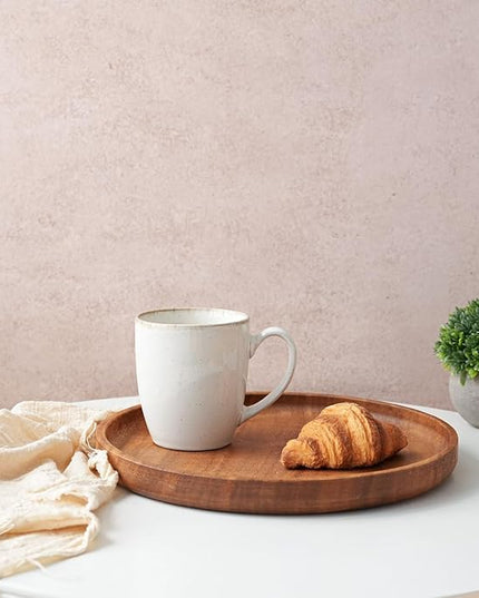 Bosmarlin Ceramic Coffee Mug Set of 4, 17 Oz, Coffee Cups with Big Handle, Microwave Safe, Unique Reactive Glaze (White, 17 Oz)