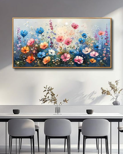 QIYILEXWART Large Wall Art For Living Room Canvas Wall Decor For Bedroom Watercolour Painting Office Decoration Colorful Flowers Wall Picture Artwork Ready To Hang Home Decor Wood Framed