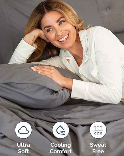 Extra Deep Full Sheet Set - 6 Piece Breathable and Cooling Sheets - Hotel Luxury Bed Sheets Set - Easy & Secure Fit - Soft, Wrinkle Free and Comfy Sheets Set - Grey Sheet Set with Extra Deep Pockets