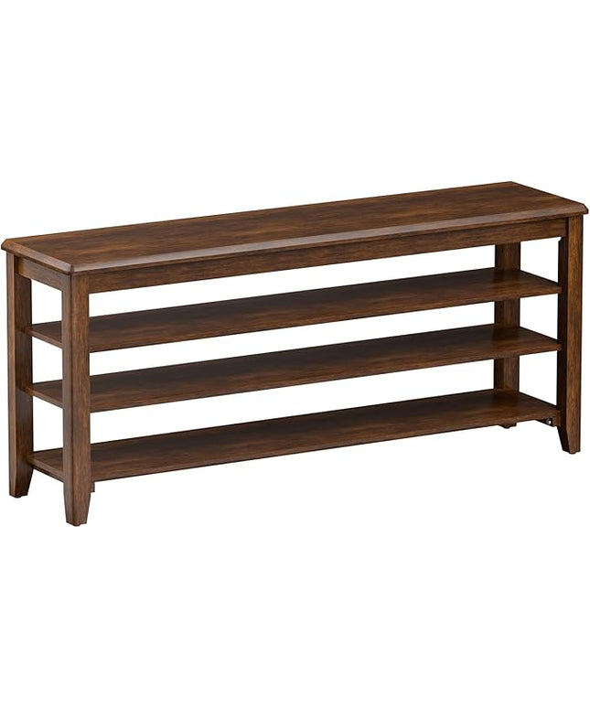 Shoe Bench Storage Rubberwood with Leather Cushion for Entryway Bench Ideal for Hallways Shoe Rack Front Doors Entrances Mudrooms Featuring 3 Height-Adjustable and Removable Shelves