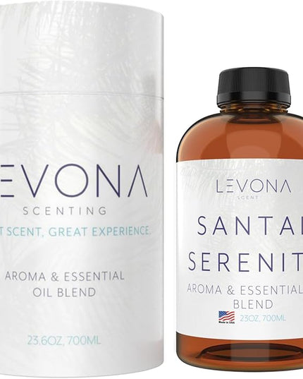 Levona Scent Essential Oils - Scents for Home, Hotel & Office Use - Perfect for Home Diffuser & Humidifiers - Aroma Fragrance Oil, Ideal for Massage, Relaxation, and Spa - Santal Serenity, 700ml