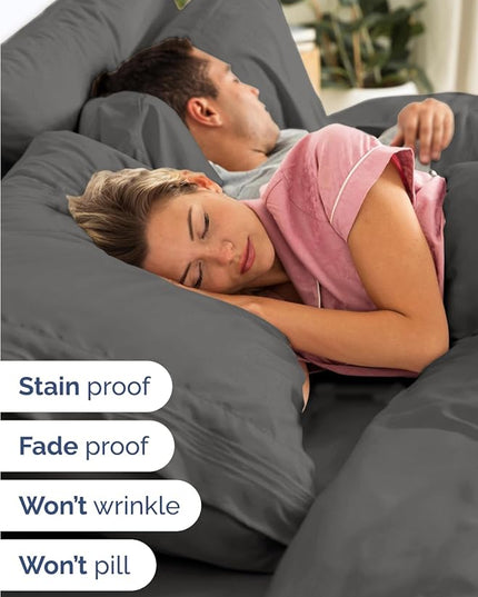 Extra Deep Split King Sheet Set - 7 Piece Breathable and Cooling Sheets - Hotel Luxury Bed Sheets Set - Easy Fit - Soft, Wrinkle Free and Comfy Sheets Set - Charcoal Sheet Set with Extra Deep Pockets