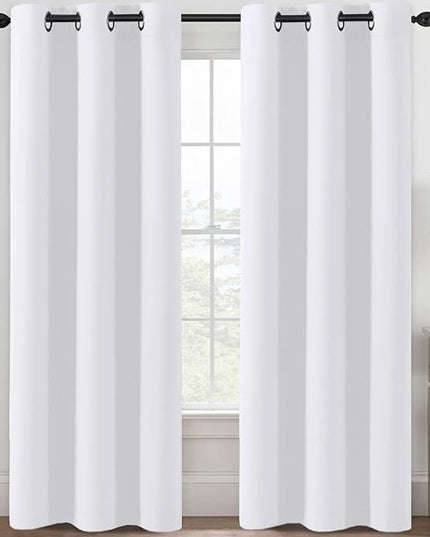 H.VERSAILTEX White Curtains for Bedroom Thermal Insulated Room Darkening Living Room Curtains Grommet Privacy Protection Window Curtain Panels/Drapes for Nursery, 2 Panels, 42x84 Inches, Pure White