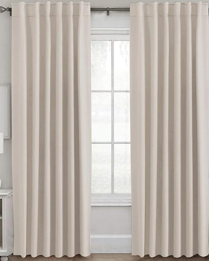 H.VERSAILTEX Blackout Curtains Thermal Insulated Window Treatment Panels Room Darkening Blackout Drapes for Living Room Back Tab/Rod Pocket Bedroom Draperies (2 Panels, Natural, 52 x 96 Inch)
