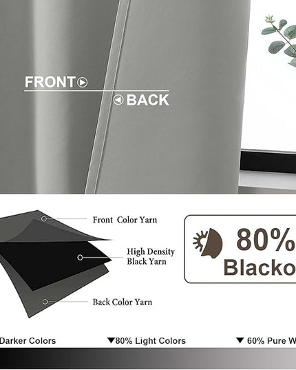 Gwine Silver Grey Blackout Curtains for Bedroom 96 Inch Length, Room Darkening Energy Saving Black Out Curtains for Living Room, Window Treatment Drapes with Rod Pocket, Each 50" Wx96 L, 2PC